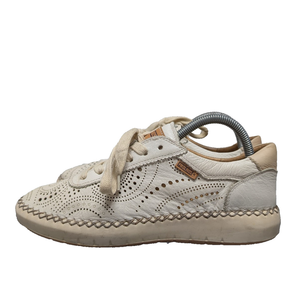Pikolinos Mesina Shoes Womens 8 EU39 Leather Eyelet Comfort Coastal Boho Cream